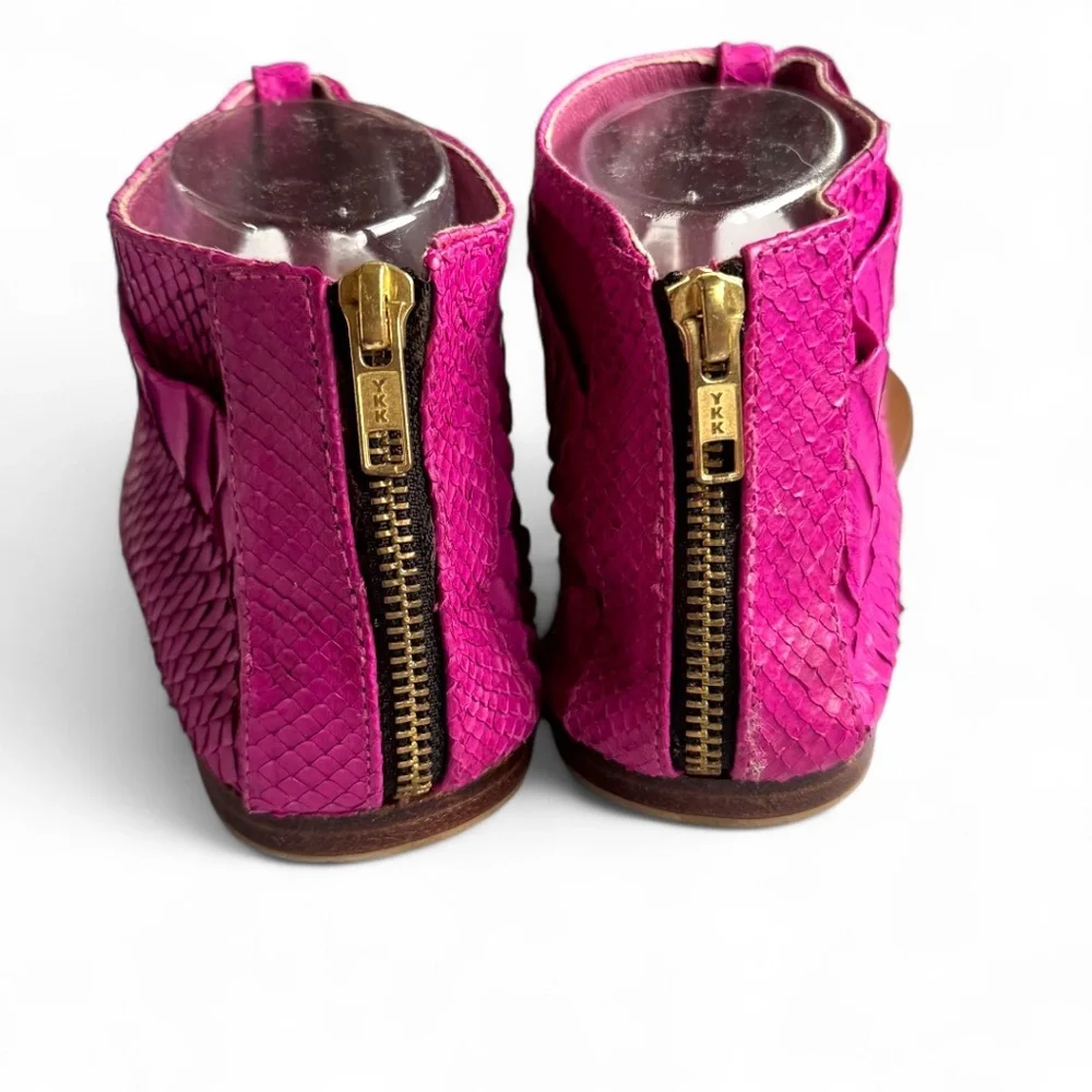Custom-Made Genuine Python Snakeskin Sandals – Hot Pink – Size Approx. 8.5–9